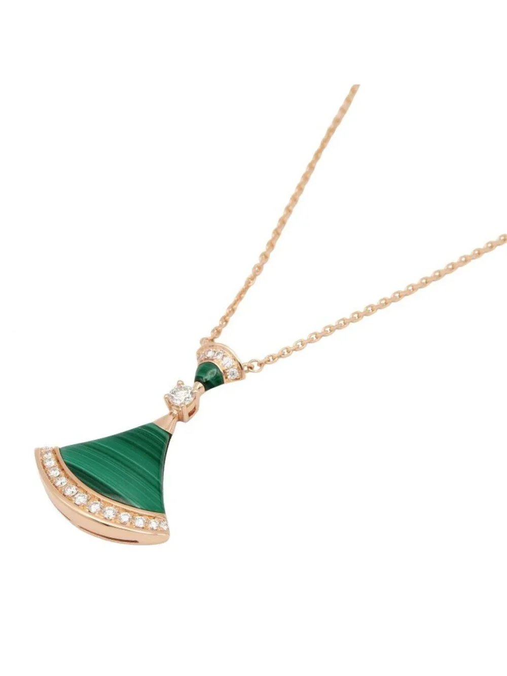 Bvlgari Necklace Divas' Dream Diamond Malachite 41 43.5 18K Pink Gold